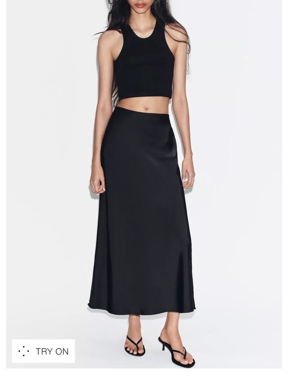 Zara Black Midi skirt satin